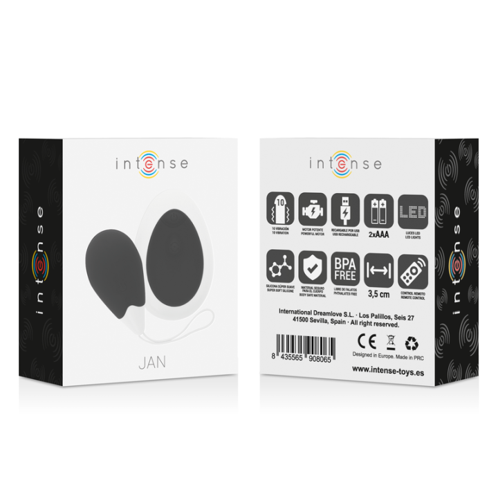 Intense - Jan Huevo Vibrador Control Remoto Negro