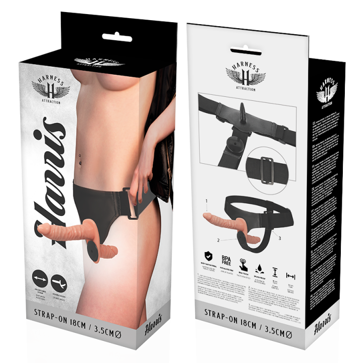 Harness Attraction - Harris Doppia Penetrazione Con Vibrazione 18 cm -o- 3.5 cm
