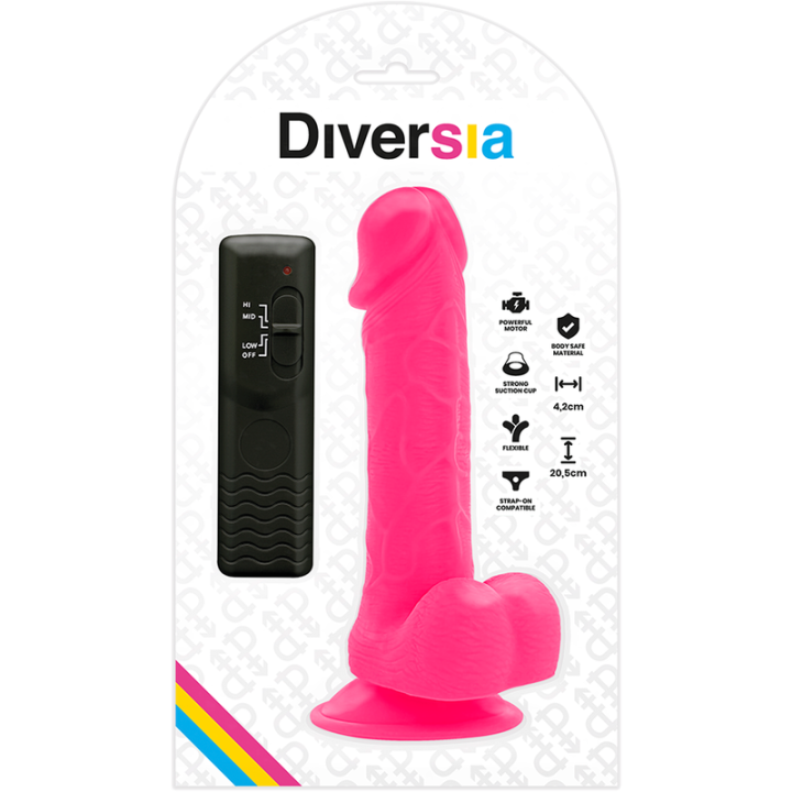 Diversia - Flexibler Vibrierender Dildo Rosa 20.5 cm -o- 4.2 cm