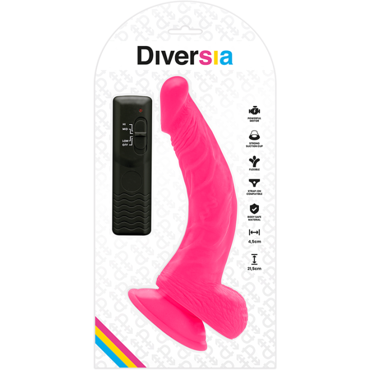 Diversia - Dildo Vibrante Flessibile Rosa 21.5 cm -o- 4.5 cm