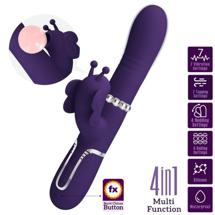 Pretty Love - Vibrateur Multifonction Lapin 4 en 1 Papillon Violet
