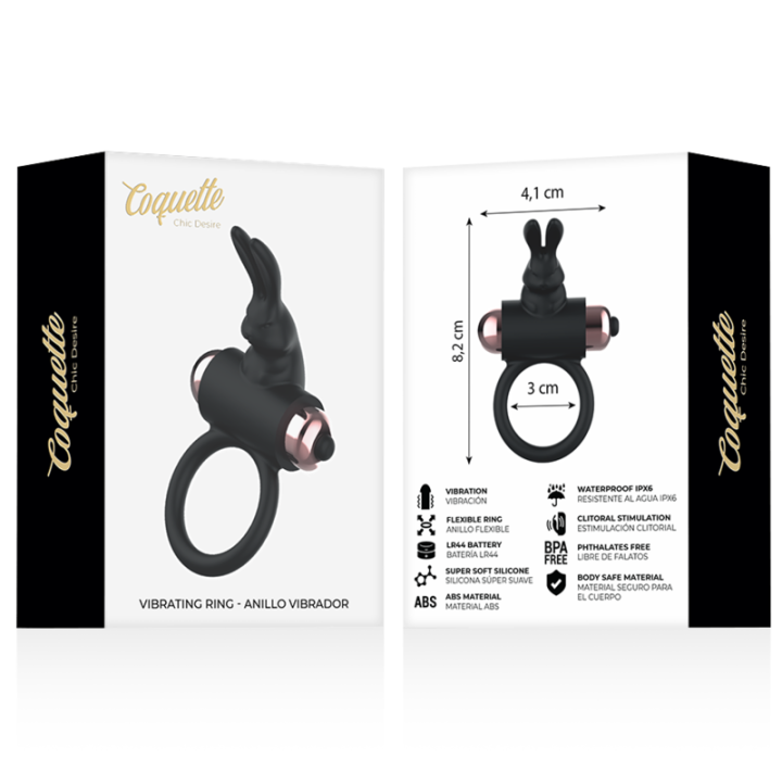 Coquette Chic Desire - Cock Ring With Vibrator Black/ Gold