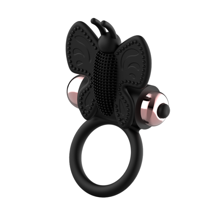 Coquette Chic Desire - Cockring Papillon Avec Vibrateur Noir/ or