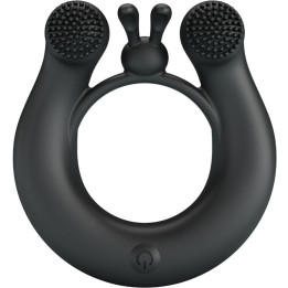 Pretty Love - Anello Vibrante Dahlia + Stimolatore Clitorideo 12 Vibrazioni Nero