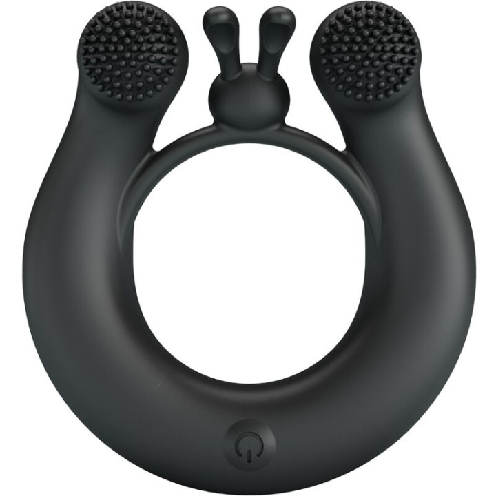 Pretty Love - Anneau Vibrant Dahlia + Stimulateur de Clitoris 12 Vibrations Noir