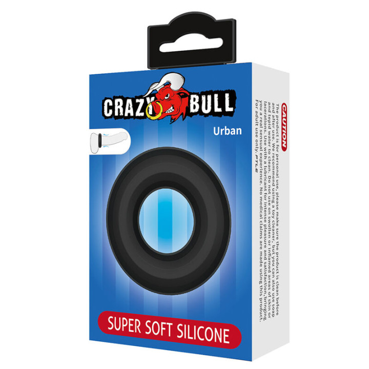Crazy Bull - Anello Per Pene in Silicone Super Morbido Urban Nero
