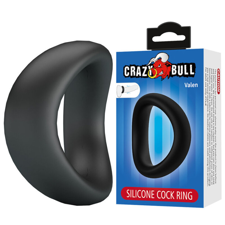 Crazy Bull - Valen Anello Per Pene Ergonomico in Silicone Nero