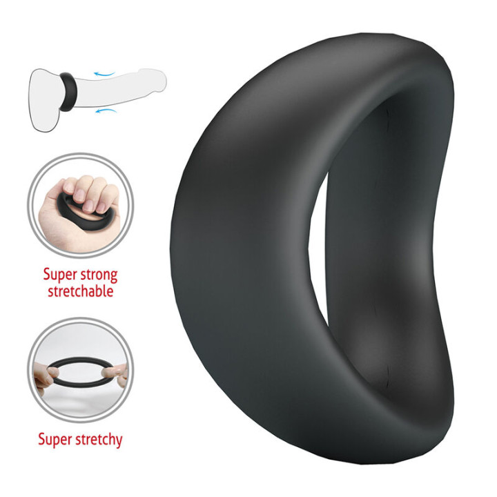 Crazy Bull - Valen Anello Per Pene Ergonomico in Silicone Nero