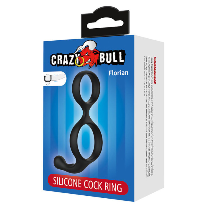 Crazy Bull - Florian Anillo Doble Para Pene y Testículos Silicona Negro