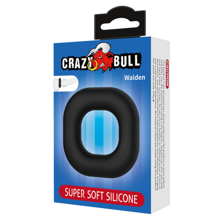 Crazy Bull - Anello Per Pene Walden in Silicone Super Morbido Nero