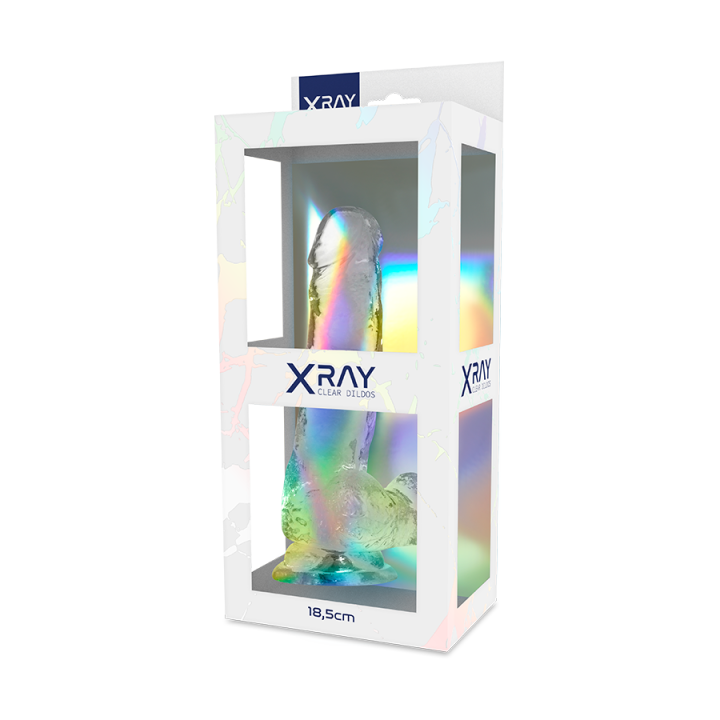 X Ray - Dildo Transparente Com Bolas 18.5 cm -o- 3.8 cm