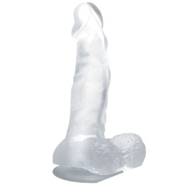 Baile - Dildo Realístico Com Ventosa e Testículos 16.7 cm Transparente