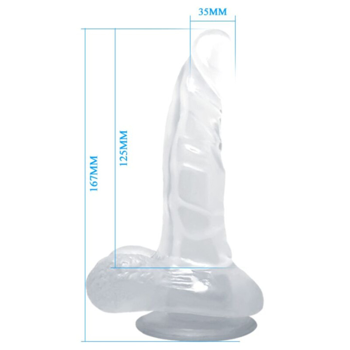 Baile - Dildo Realistico Con Ventosa e Testicoli 16.7 cm Trasparente