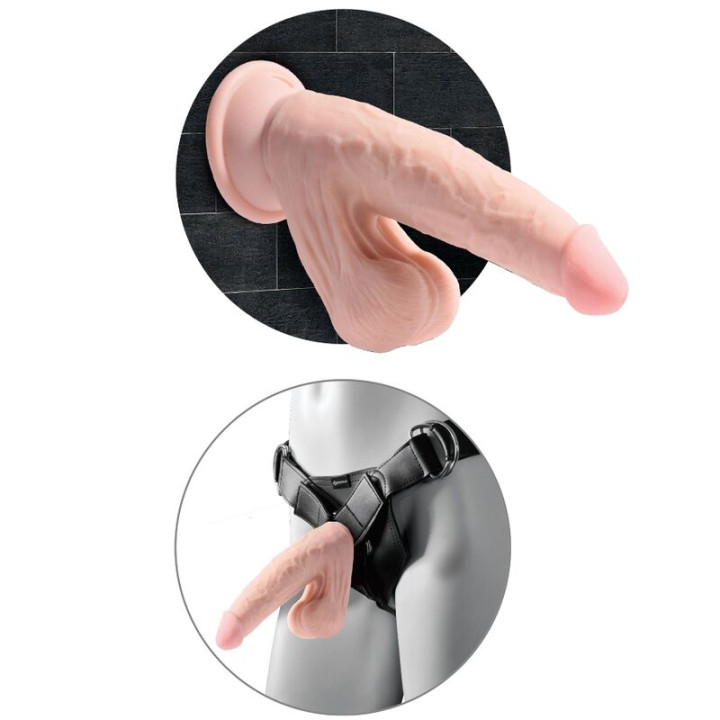 King Cock - Plus 3d Dildo Balanando Bolas 24.5 cm Pele Clara