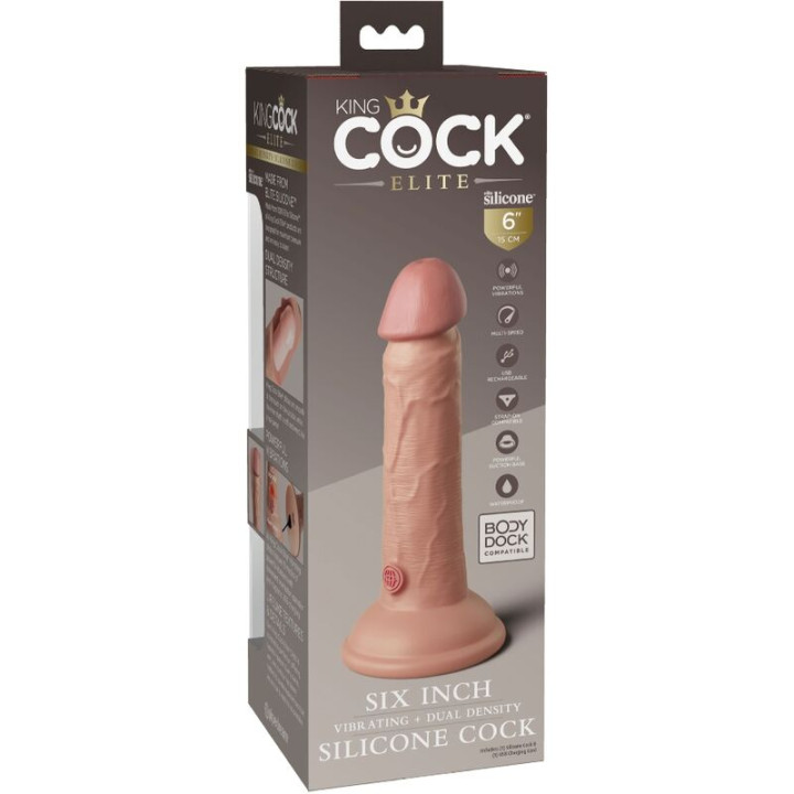 King Cock - Élite Dildo Realístico Vibrador & Silicona 15.2 cm