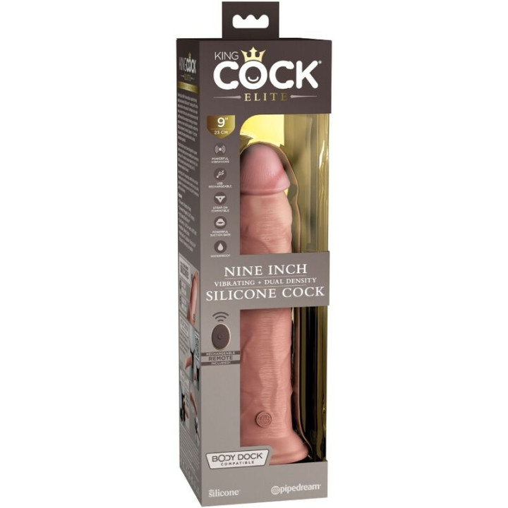 King Cock - Elite Vibrateur Gode Réaliste & Télécommande en Silicone 23 cm