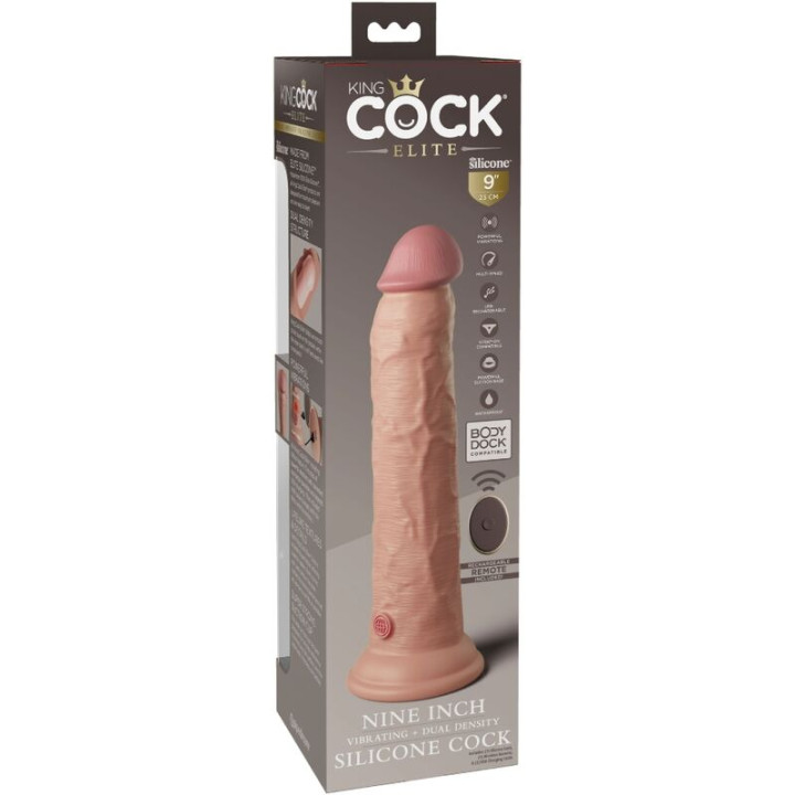 King Cock - Elite Vibrateur Gode Réaliste & Télécommande en Silicone 23 cm
