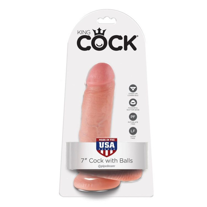 King Cock - 7 Dildo Flesh Con Sfere 17.8 cm