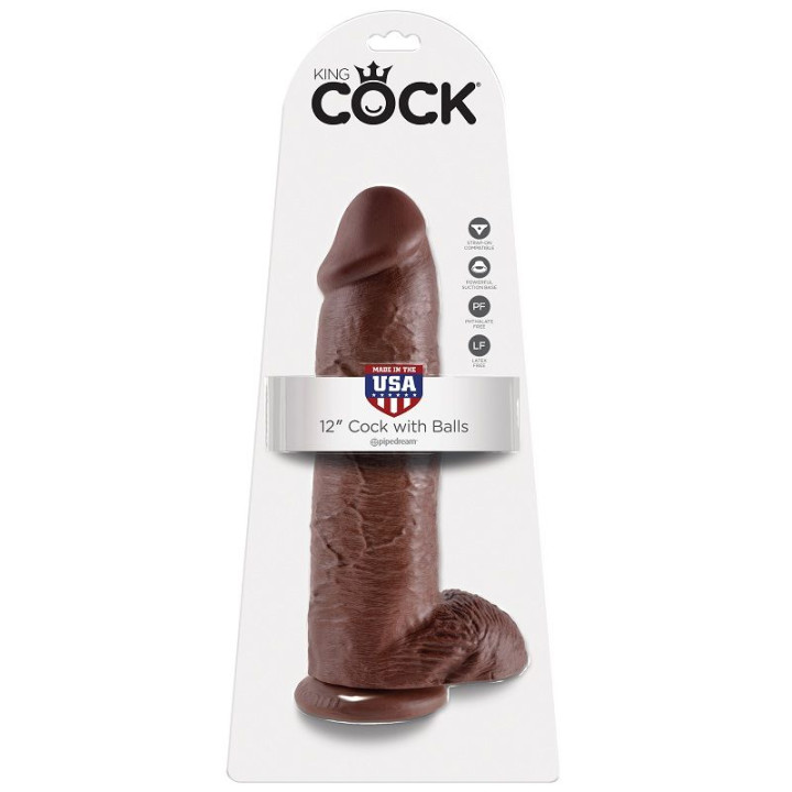 King Cock - Dildo Brazowych z Kulkami 30,48 cm