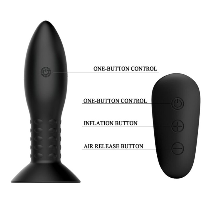 Mr Play - Plug Com Controle Remoto de Bolas Rotativas Pretas