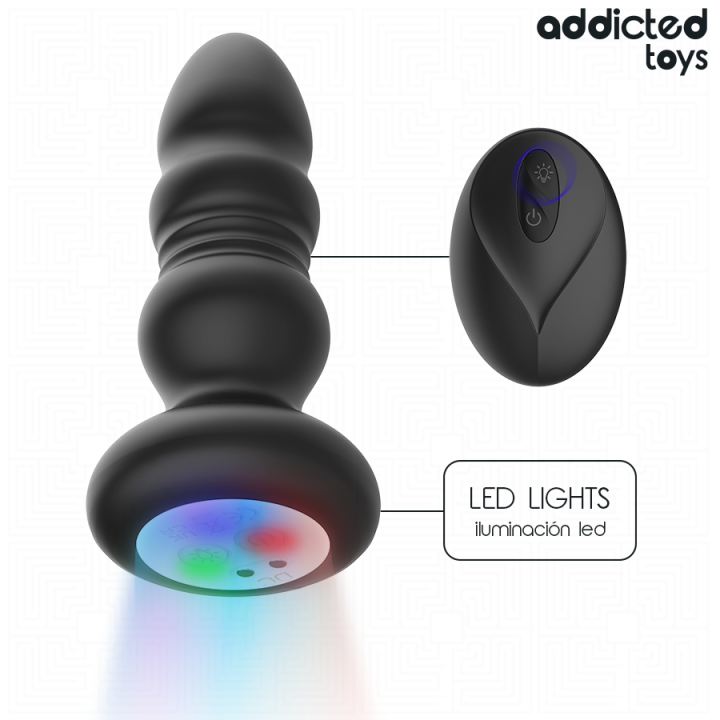 Addicted Toys – Rotierender Vibrierender Analplug Mit Led-Licht Und Fernbedienung