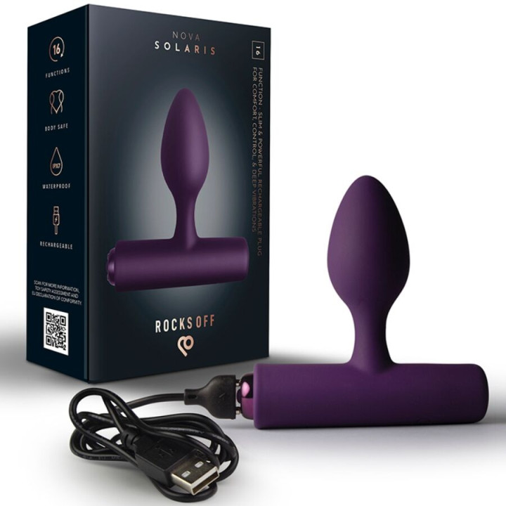 Rocks-Off - Nova Solaris Rechargeable Slim & Powerful Anal Plug 16 Function Purple