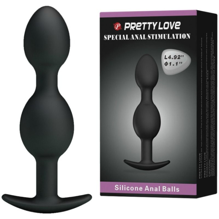 Pretty Love - Silicone Anal Balls 12.5 cm Black
