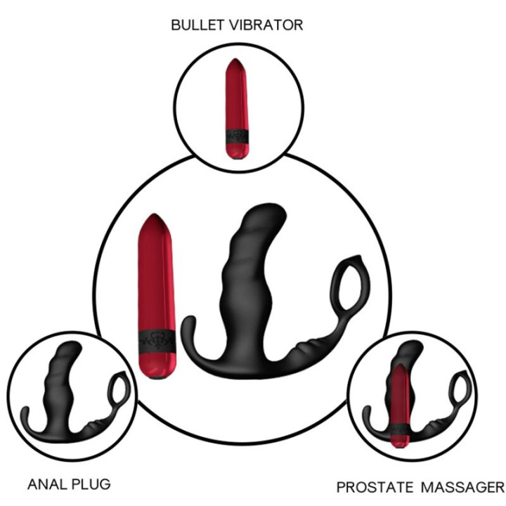 Armony - Vibratore Anale Prostata Knight e Telecomando Anello Nero