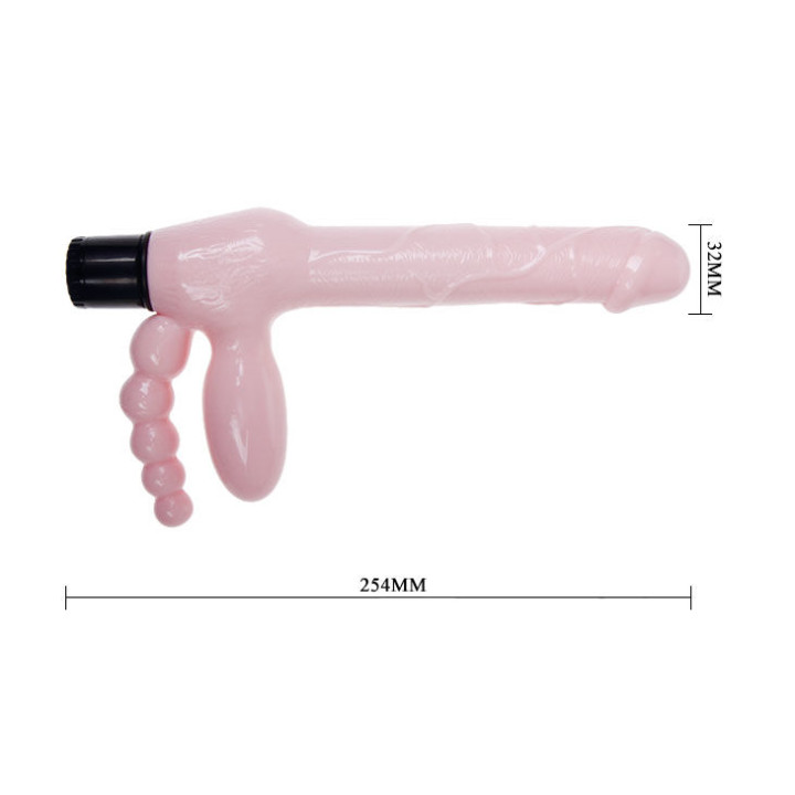 Baile - Arnês Sem Corda Tpr Com Vibrao e Estimulao Anal 25.4 cm