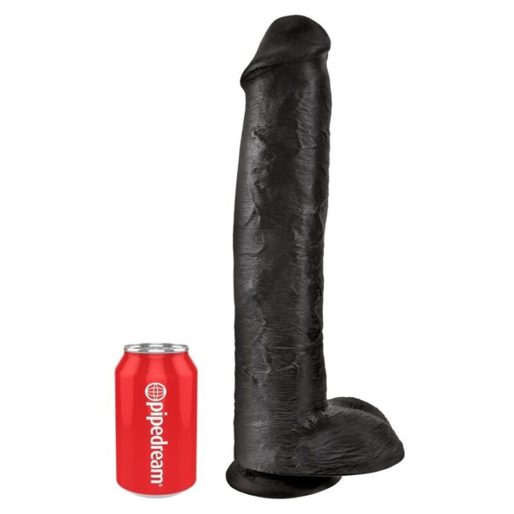 King Cock - Realistischer Dildo Mit Hoden 38 cm Schwarz