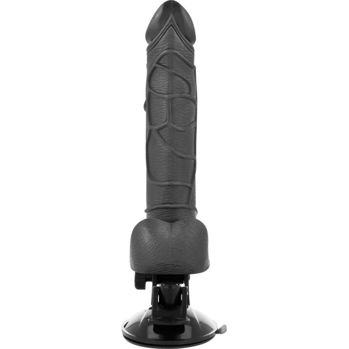Basecock - Vibrador Realista Controle Remoto Preto Com Testículos 19.5 cm -o- 4 cm