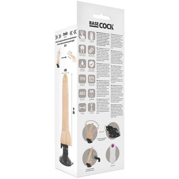 Basecock - Vibrador de Controle Remoto Natural Realista 19 cm -o- 4 cm