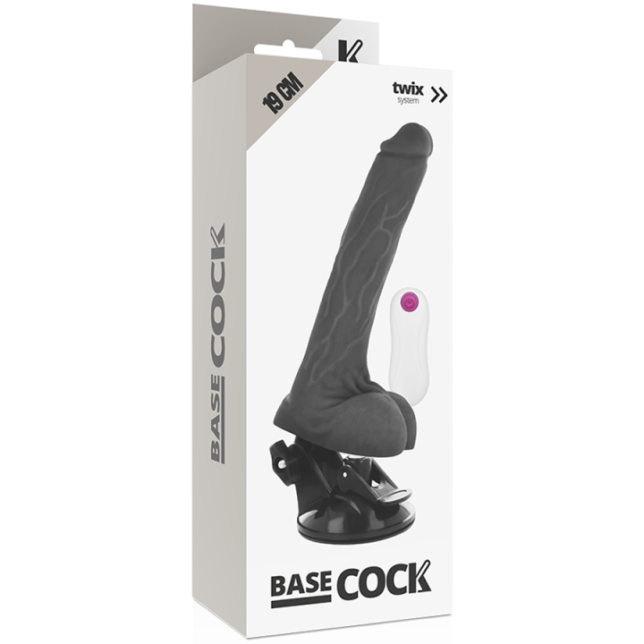 Basecock - Realistic Vibrator Remote Control Black 19 cm -o- 4 cm