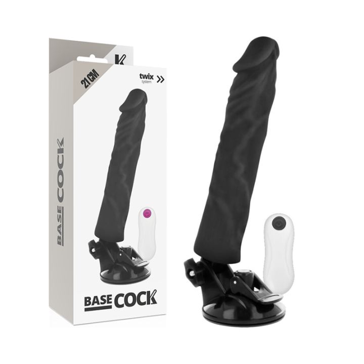 Basecock - Vibrador Realístico Controle Remoto Preto 21 cm -o- 4 cm