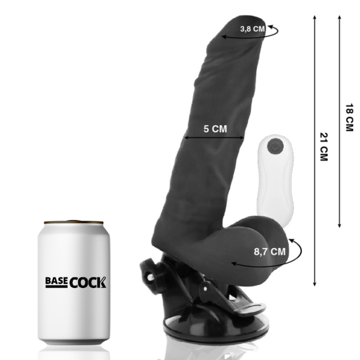 Basecock - Artikulierbarer Vibrator Mit Fernbedienung Schwarz 21 cm -o- 5 cm