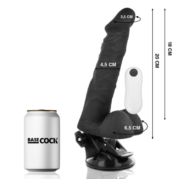 Basecock - Vibrateur Articulable Télécommande Noir 20 cm -o- 4.5 cm