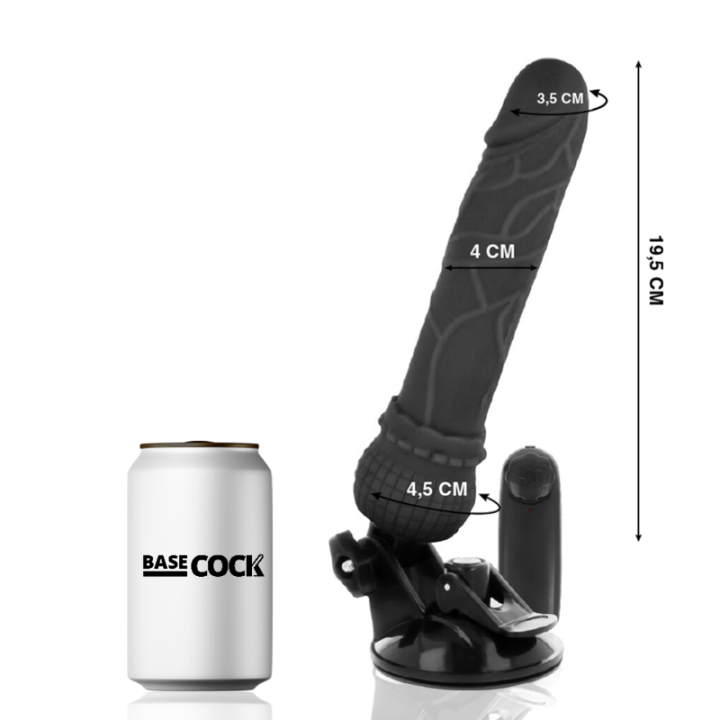 Basecock - Realistischer Vibrator Mit Fernbedienung Schwarz 19.5 cm -o- 4 cm