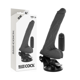 Basecock - Realistic Black Remote Control Vibrator With Testicles 20 cm -o- 4 cm
