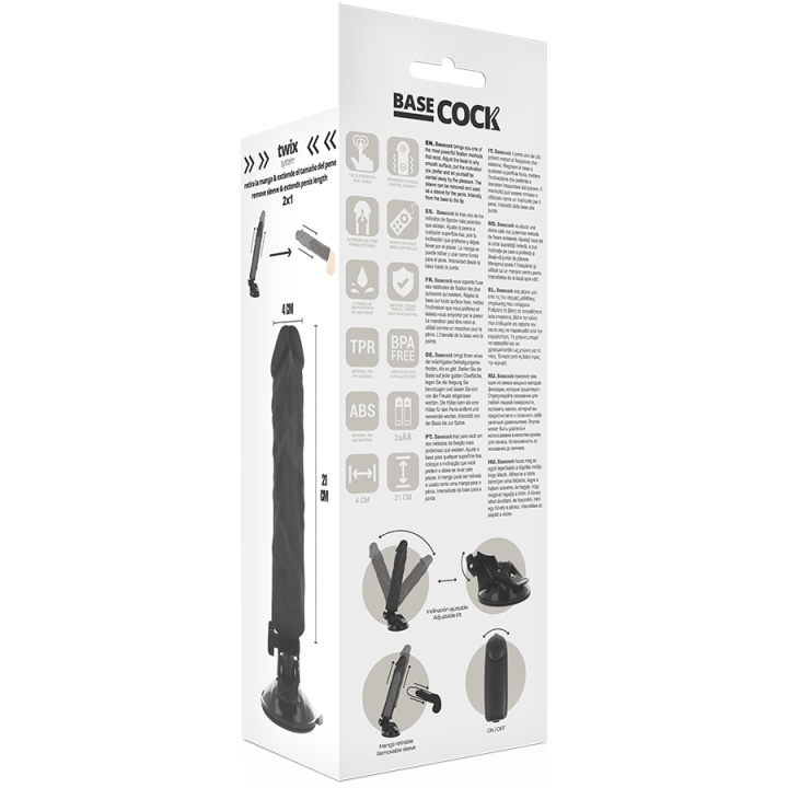 Basecock - Vibrateur Réaliste Télécommande Noir 21 cm -o- 4 cm