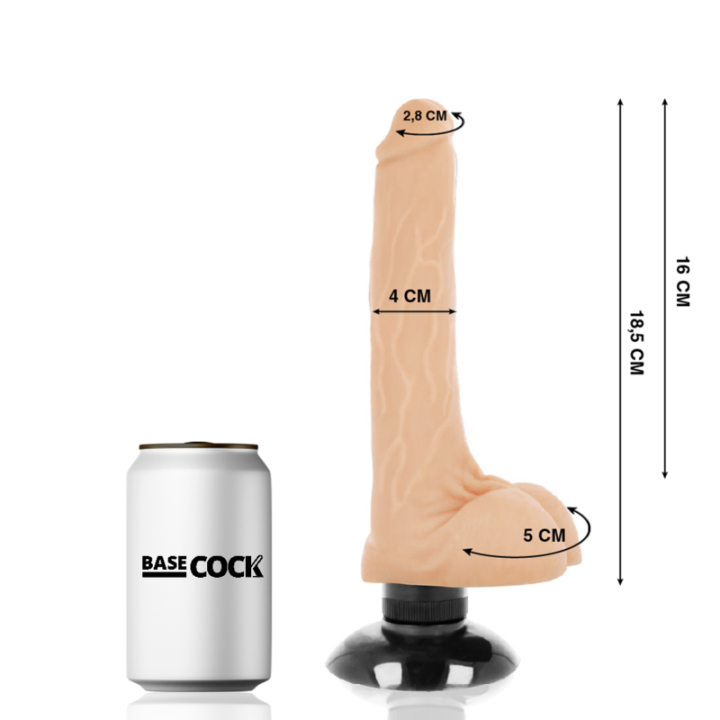 Basecock - Vibrador Realístico 2-1 Natural 18.5 cm -o- 4 cm