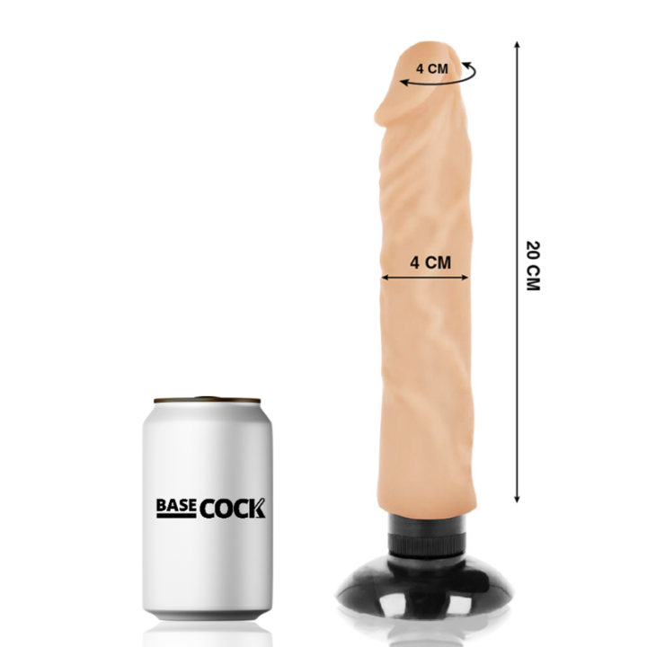 Basecock - Realistic Vibrator 2-1 Flesh 20 cm -o- 4 cm