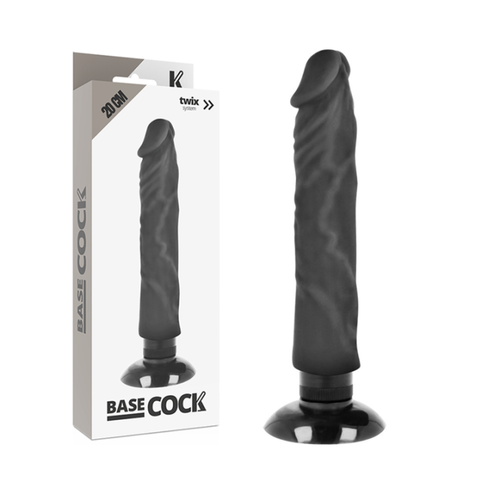Basecock - Realistischer Vibrator 2-1 Schwarz 20 cm -o- 4 cm