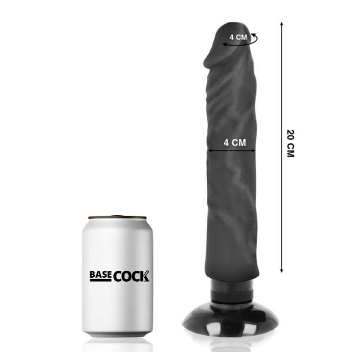 Basecock - Vibratore Realistico 2-1 Nero 20 cm -o- 4 cm