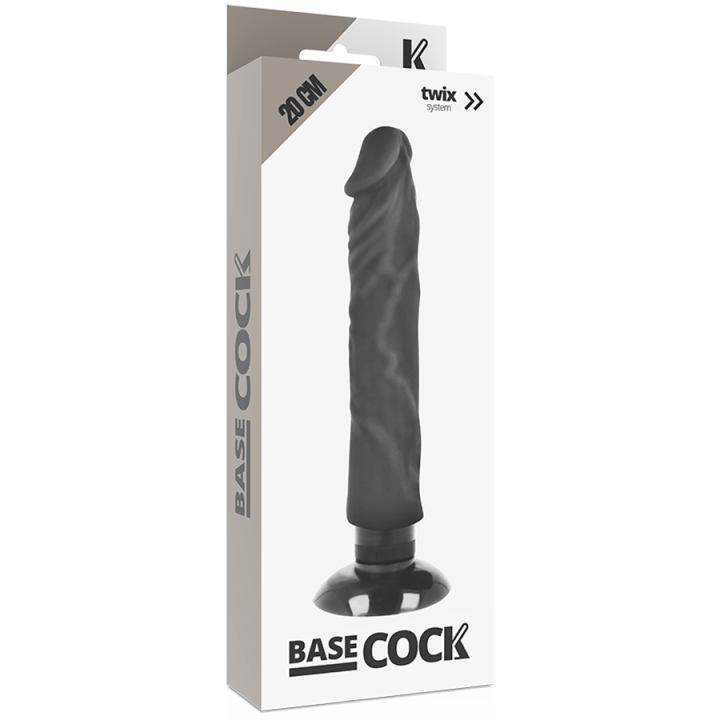 Basecock - Vibratore Realistico 2-1 Nero 20 cm -o- 4 cm