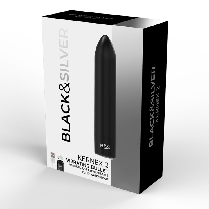 Black&Silver - Bala Magnética Vibrante Preta Kernex 2 Preta