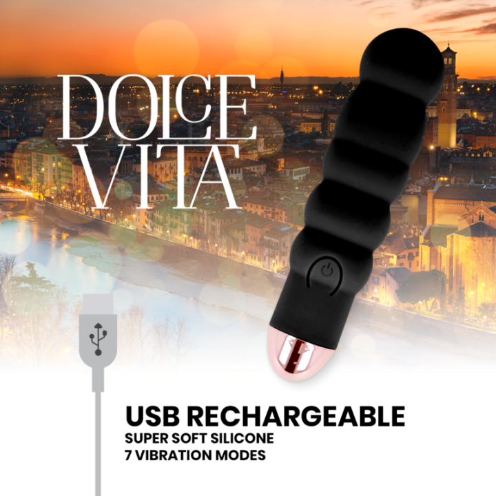 Dolce Vita - Vibrateur Rechargeable Six Noir 7 Vitesses