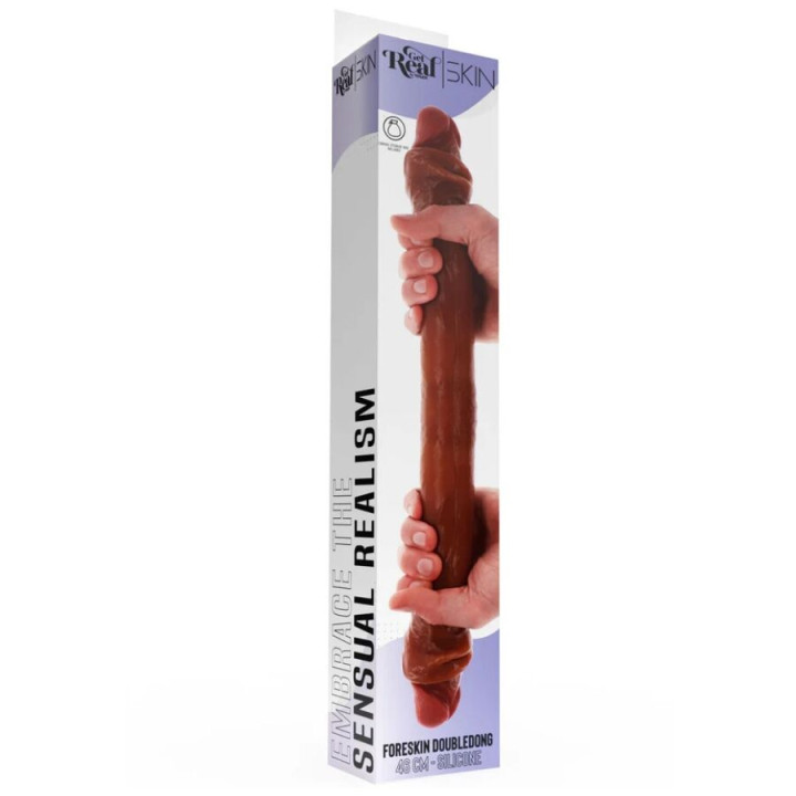 Get Real - Dildo Silikonowe z Dwoma Końcami w Karmelu 46 cm