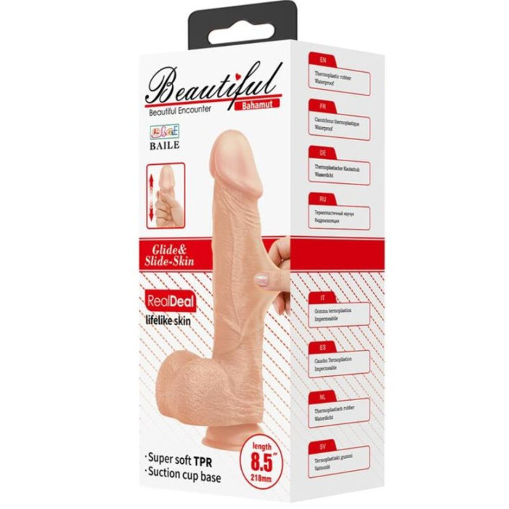Baile - Belo Encontro Bahamut Dildo Realístico Flexível 21.8 cm Natural