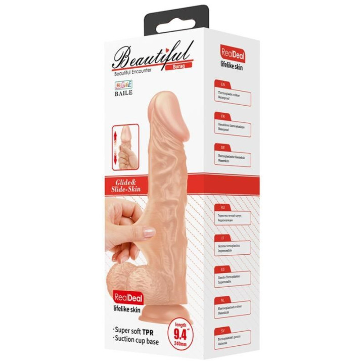 Baile - Lindo Encontro Buraq Dildo Realístico Flexível 24 cm Natural