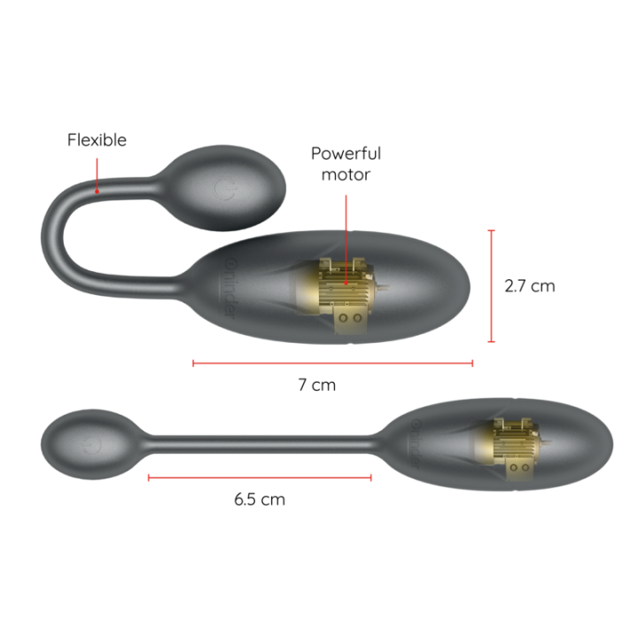 Oninder - Denver Huevo Vibrador Negro 7 x 2.7 cm - App Gratuita